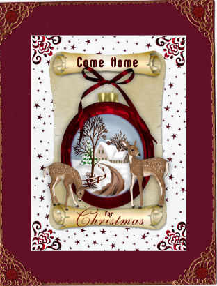 Beautiful Christmas Scene in Red Bauble on Scroll A4 by Jan Barcelo