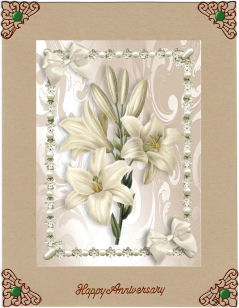 White Lillies in Pearl Frame with Bow A4 by Jan Barcelo