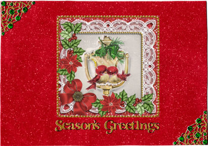 Lovebirds Red Poinsettia 6in Duo Corner Stacker by Jan Barcelo