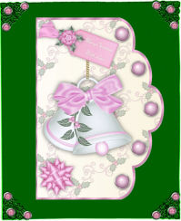Christmas Bells in Pink and Green A4 Scallop Card Front by Jan Barcelo