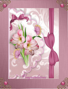Pink Flowers with Butterflies on a Scalloped Envelope A4 by Jan Barcelo