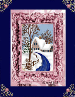 Christmas Scene in Pink Frame Star Pyramids by Jan Barcelo