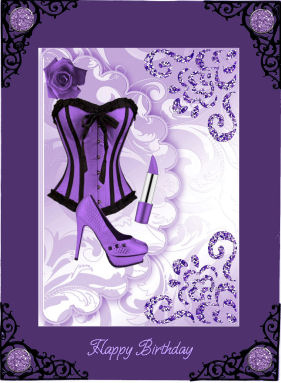 Gorgeous Purple/black Basque, on Scalloped Envelope by Jan Barcelo