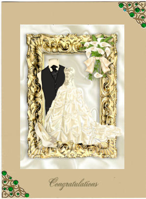 Ivory Wedding Dress with Tux in a Gold Baroque Frame A4 by Jan Barcelo