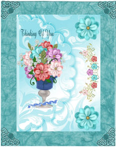Thinking of You, Vase of Flowers on Scalloped Envelope by Jan Barcelo