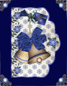 Christmas Bells in Blue'n Gold Scallop Card and Step by Step by Jan Barcelo