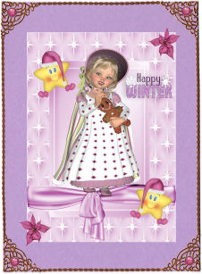 Happy Winter Cute Little Girl with Cute Stars by Jan Barcelo