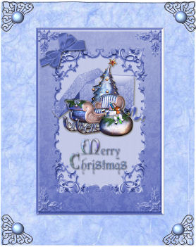 Blue Christmas Box A5 Card Front by Jan Barcelo