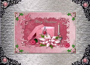 Pink Christmas Decorations Card Front by Jan Barcelo
