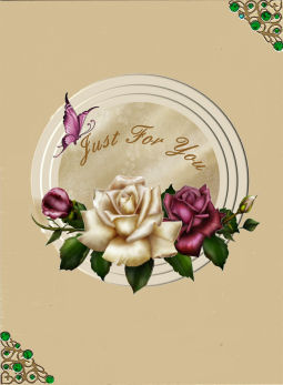 Antique Roses on a Round Stepped Plaque by Jan Barcelo