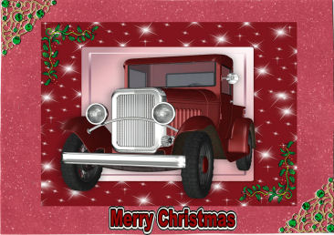 Vintage Car in Star Frame with Holly by Jan Barcelo