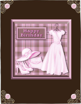 Pale Pink Outfit Dress Bag Shoes & Hat Birthday Card Front by Jan Barcelo