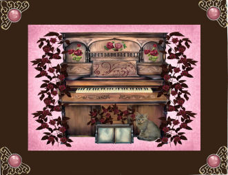 Pretty Music Lover Rose Embellished Piano Decoupage by Jan Barcelo