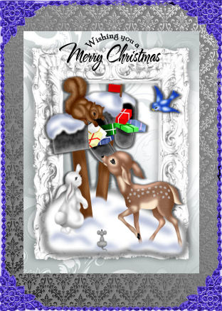 Beautiful Animals of the Forest in the Snow in Silver Frame by Jan Barcelo