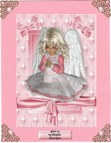 Pretty Angel Praying in Pink Star Frame by Jan Barcelo