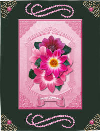 Dahlia Floral Bouquet Card Front by Jan Barcelo