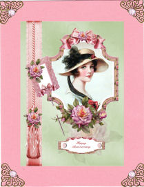Beauty and Rose Card Front with Decoupage by Jan Barcelo