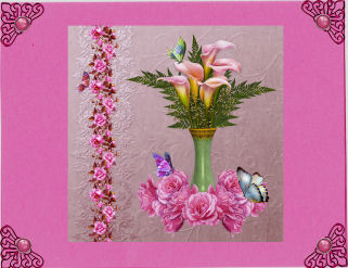 Calla Lilies & Roses 8x8 by Jan Barcelo