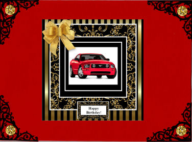 Black Gold for Men - Red Ferrari Motor Car -8 x 8 Quick Card by Jan Barcelo