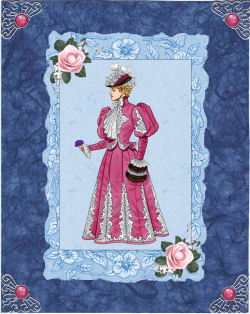 Elegant Victorian Lady in Pretty Pink on Lace Frame by Jan Barcelo