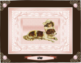 Beautiful Traditional Vintage Dog & Little Girl Quick Card by Jan Barcelo