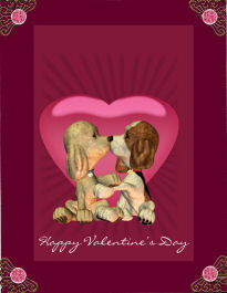 Valentine's Day Card with Kissing Dogs by Jan Barcelo