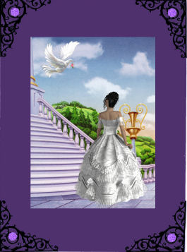 Beautiful Lady in White Gown & Dove A4 Topper by Jan Barcelo