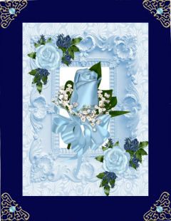 Ice Blue Rose in Ornate Frame, A4 Topper by Jan Barcelo