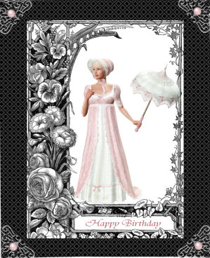 Beautiful Lady in Black/white Flower Frame A4 Topper by Jan Barcelo