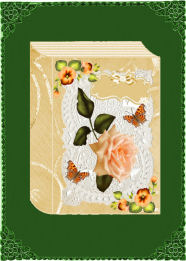 Pretty Peach Rose on Lace with Butterflies Folded Book by Jan Barcelo
