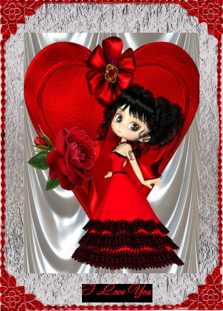 Sweet Little Lady with Red Heart, A4 Topper by Jan Barcelo