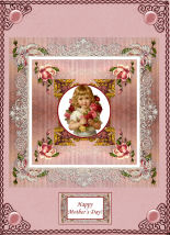 Vintage Girl and Flowers Roses and Lace Square Pyramage Card by Jan Barcelo