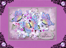 A5 Get Well Soon Flowers & Butterfly Oval Pyramage Topper by Jan Barcelo