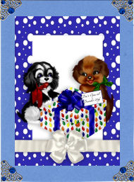 Cute Puppies with Present in Snow Frame by Jan Barcelo