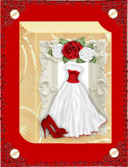 Pretty Red/white Ball Gown in Ornate Frame Folded Book by Jan Barcelo