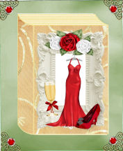 Evening Dress with Champagne and Red Roses Folded Book by Jan Barcelo