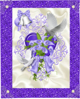 Lilac Lillies and White Doves A4 by Jan Barcelo
