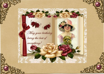 Beautiful Book Vintage Lady with Birthday Verse by Jan Barcelo