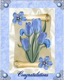 Blue Daffodils on a Scroll by Jan Barcelo