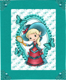 Little Vintage Lady with Blue Butterflies A4 Topper by Jan Barcelo
