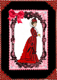 Lady in Red in Pretty Lace Frame by Jan Barcelo
