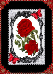 Lovely Roses in Fancy Lace Frame by Jan Barcelo
