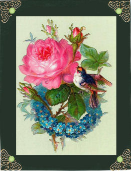 Pink Rose with Little Bird A4 Topper by Jan Barcelo
