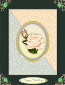 Peach Rose Card Front with Decoupage by Jan Barcelo