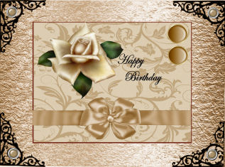 Happy Birthday Cream Roses by Jan Barcelo