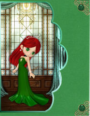 Pretty Green Eyes Scallope Edge Curve Card by Jan Barcelo
