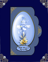 Cross with Lily and Hearts Blue Qs by Jan Barcelo