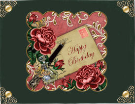 Dusky Pink Roses Happy Birthday 8in Decoupage Topper by Jan Barcelo