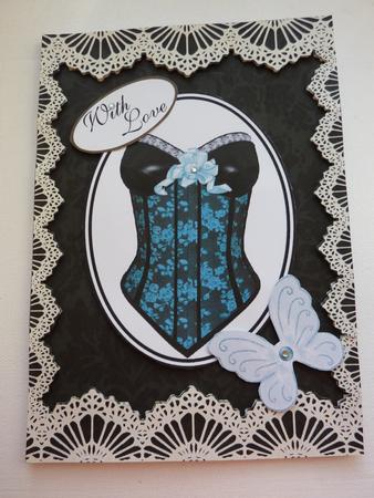 Vintage Bottle Green Damask Lace Blank Card by Jan Plimmer