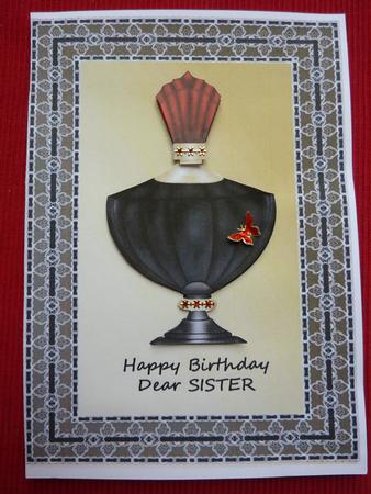 Perfume Bottle in Black Lace Frame - Sister by Jan Plimmer